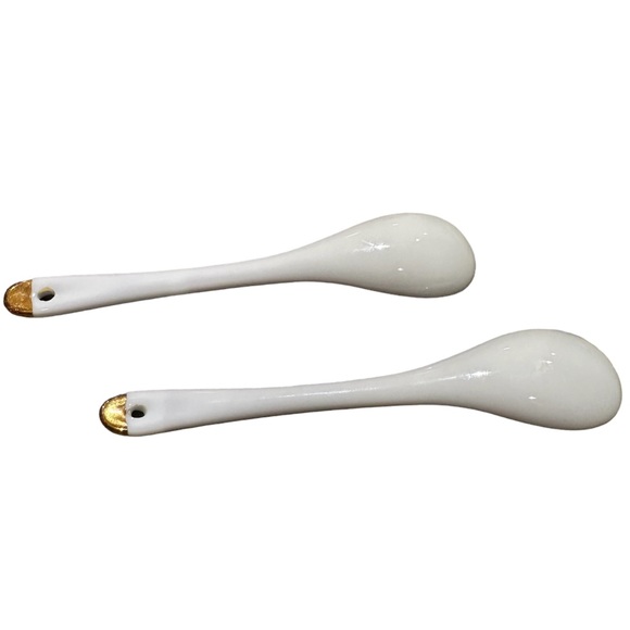 Porcelain Ceramic Condiment Spoons (2) - Picture 2 of 5